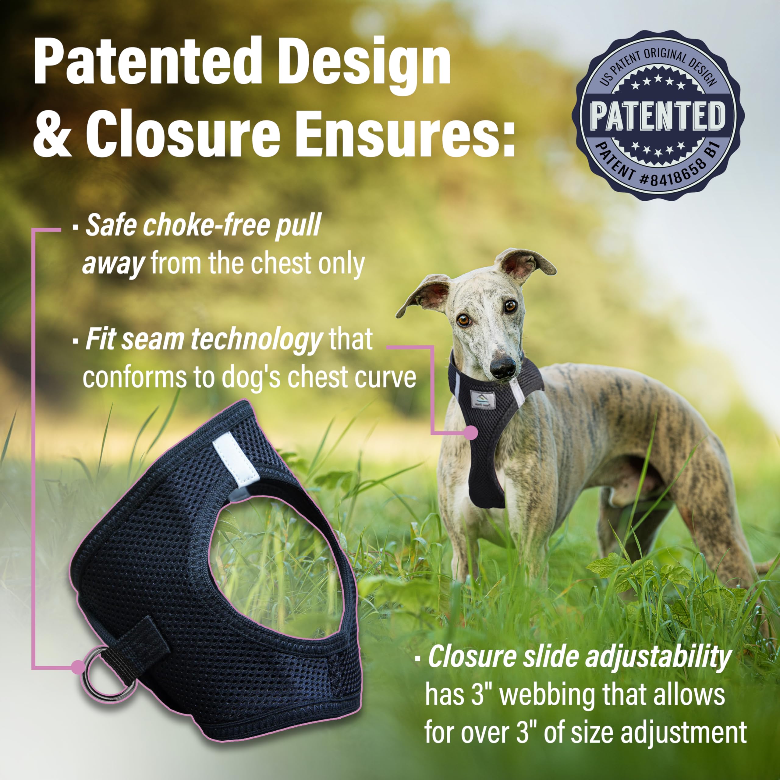 Doggie Design Dog Harness - No Choke Dog Harness, Dog Vest, Mesh Polyester, Pet Harness, Simple Step In And Go Design, Harness F